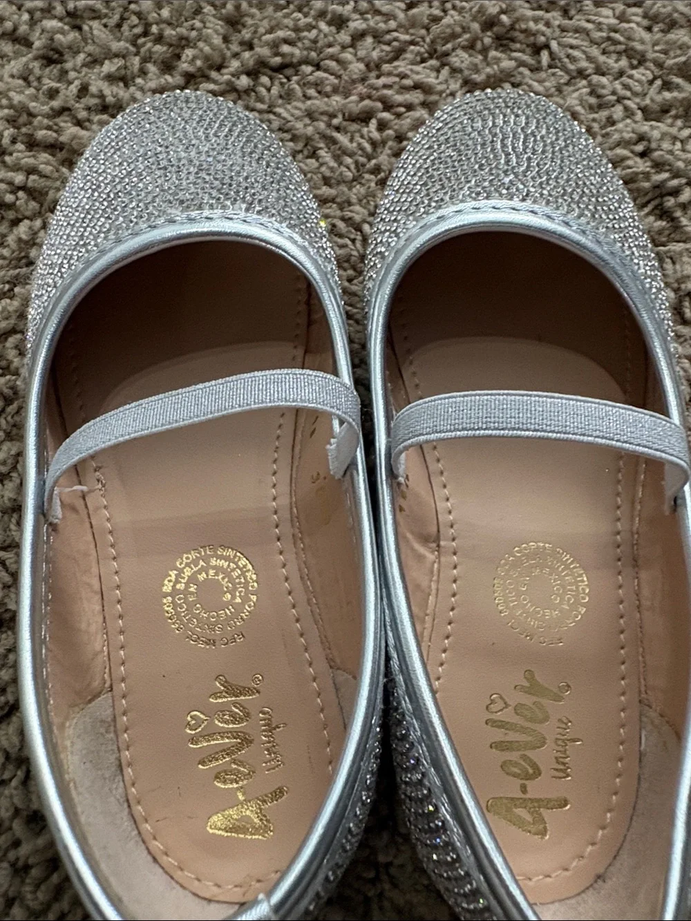 Kids Silver Rhinestone Mary Jane Dress Shoes
